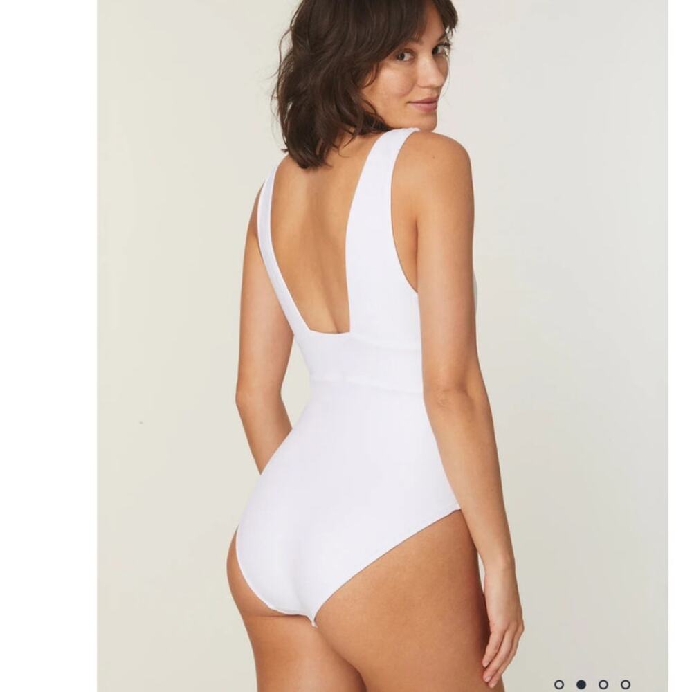 NWT Andie mykonos white eco nylon plunge one piece size tall torso small - Picture 2 of 11